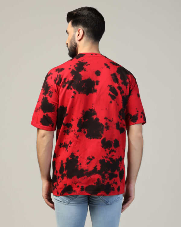 Red Black Off Shoulder Scrunch T- Shirt for Men By Dei Lusso - Image 2