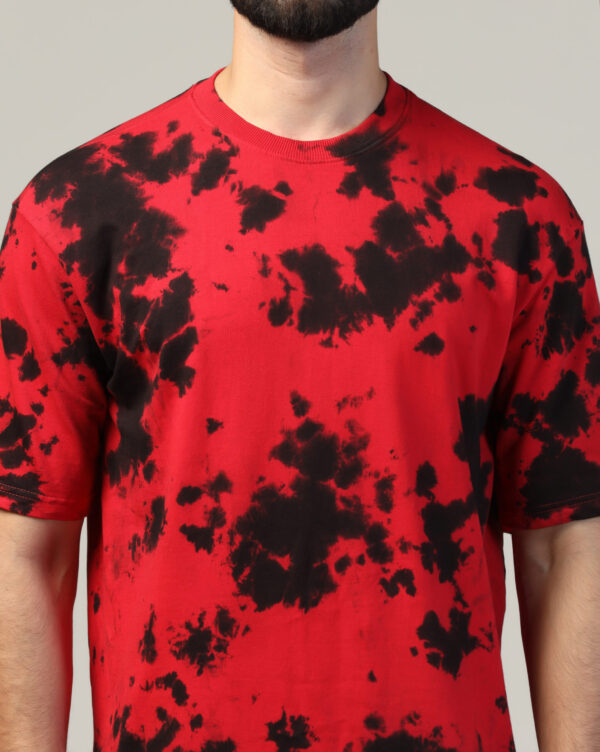 Red Black Off Shoulder Scrunch T- Shirt for Men By Dei Lusso - Image 5