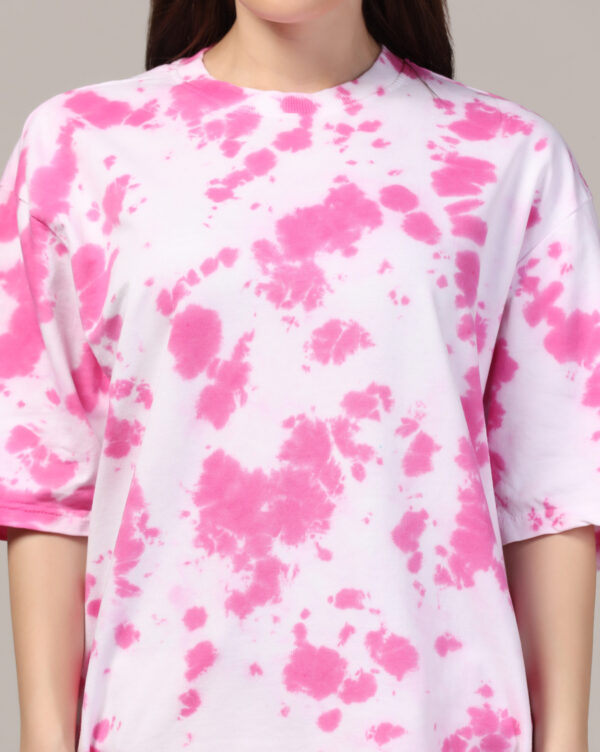 White Pink Oversize Scrunch T- Shirt for Women By Dei Lusso - Image 6