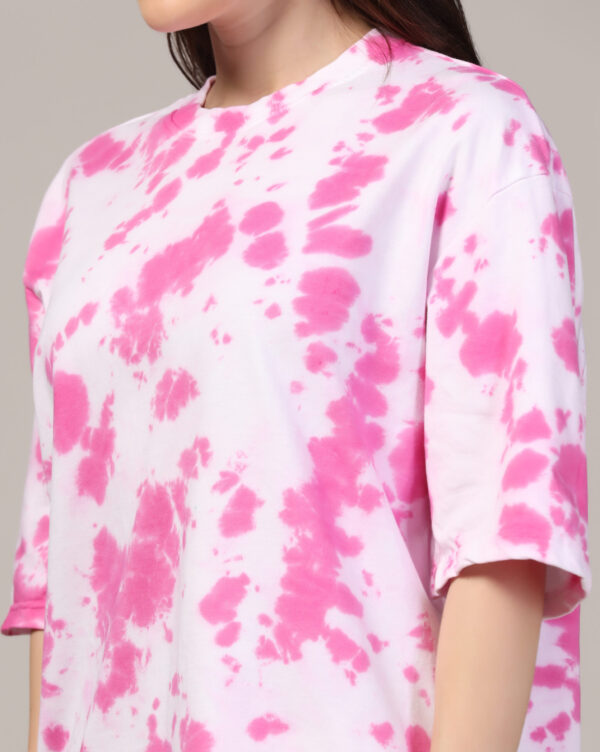 White Pink Oversize Scrunch T- Shirt for Women By Dei Lusso - Image 5
