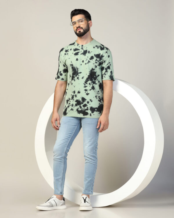 Sage Green Black Oversize Scrunch T- Shirt for Men By Dei Lusso - Image 7