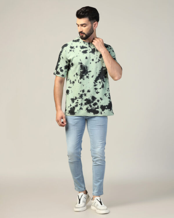 Sage Green Black Oversize Scrunch T- Shirt for Men By Dei Lusso - Image 4