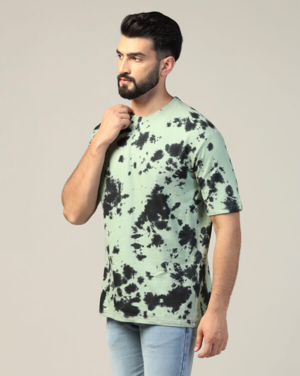 Sage Green Black Oversize Scrunch T- Shirt for Men By Dei Lusso - Image 3
