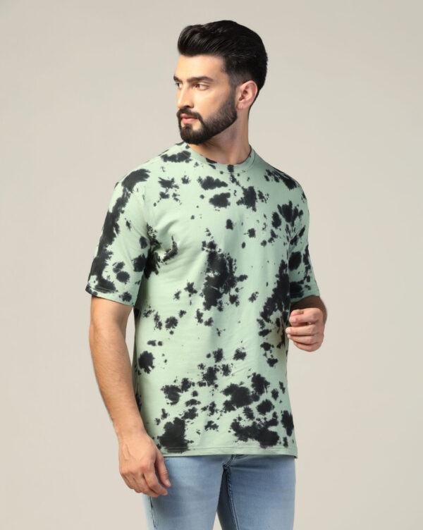 Sage Green Black Oversize Scrunch T- Shirt for Men By Dei Lusso