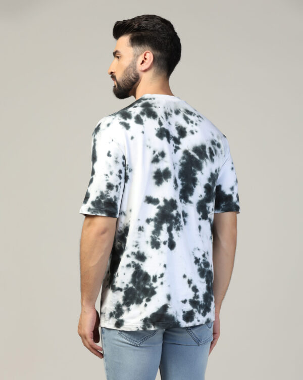 White Black Off Shoulder Scrunch T- Shirt for Men By Dei Lusso - Image 2