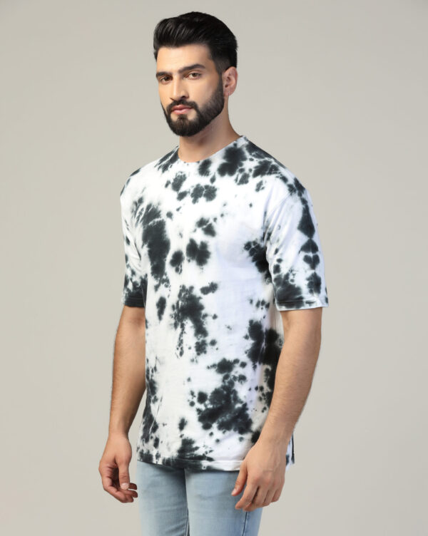 White Black Off Shoulder Scrunch T- Shirt for Men By Dei Lusso