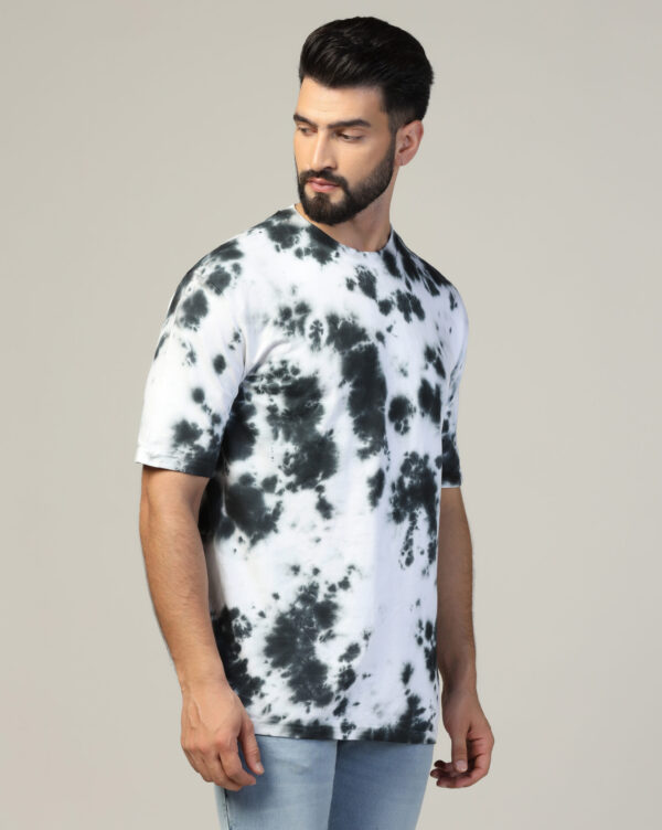 White Black Off Shoulder Scrunch T- Shirt for Men By Dei Lusso - Image 4
