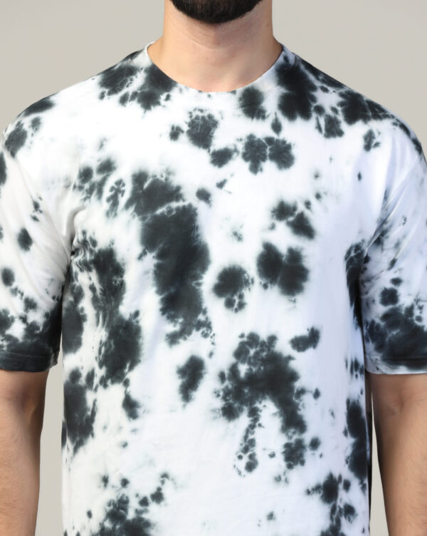 White Black Off Shoulder Scrunch T- Shirt for Men By Dei Lusso - Image 6
