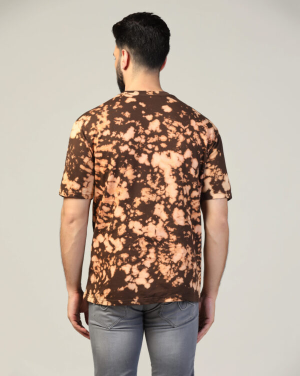 Brown Abstract Off Shoulder Scrunch T- Shirt for Men By Dei Lusso - Image 3