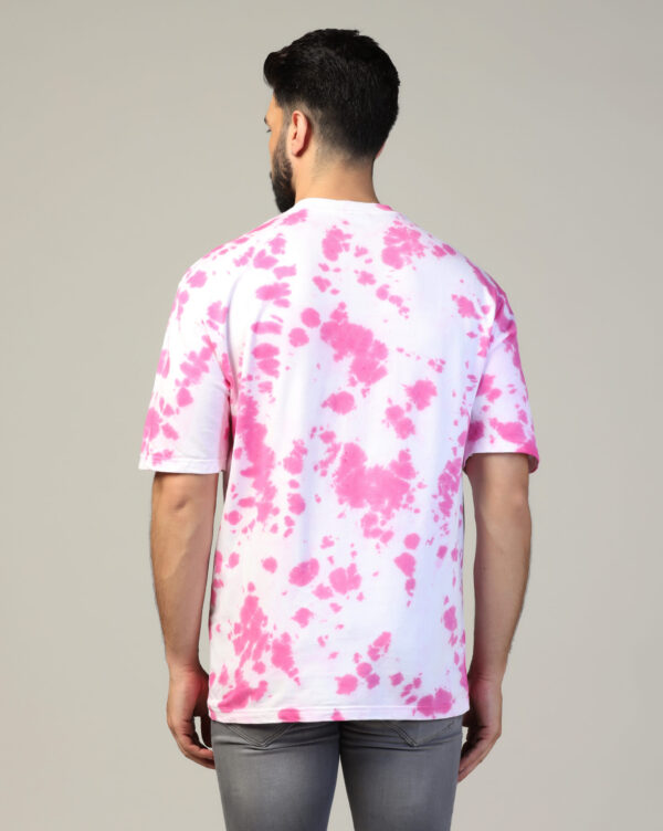 White Pink Oversize Scrunch T- Shirt for Men By Dei Lusso - Image 4