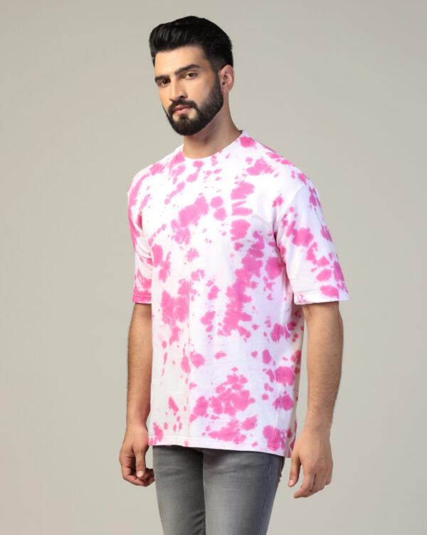White Pink Oversize Scrunch T- Shirt for Men By Dei Lusso