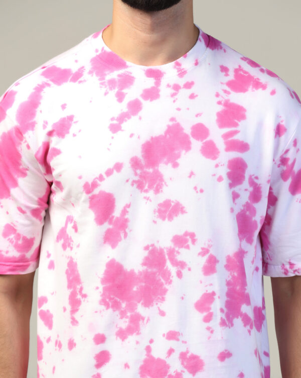 White Pink Oversize Scrunch T- Shirt for Men By Dei Lusso - Image 8