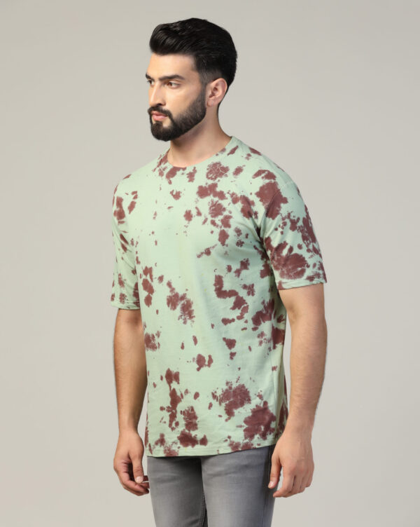 Sage Green Brown Oversize Scrunch T- Shirt for Men By Dei Lusso