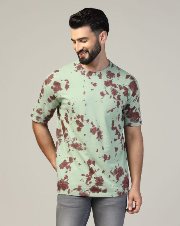Sage Green Brown Oversize Scrunch T- Shirt for Men By Dei Lusso - Image 6