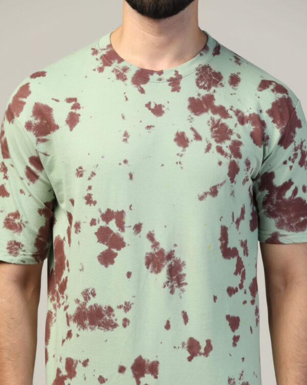 Sage Green Brown Oversize Scrunch T- Shirt for Men By Dei Lusso - Image 7