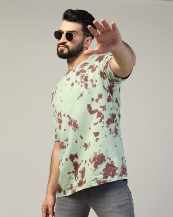 Sage Green Brown Oversize Scrunch T- Shirt for Men By Dei Lusso - Image 9