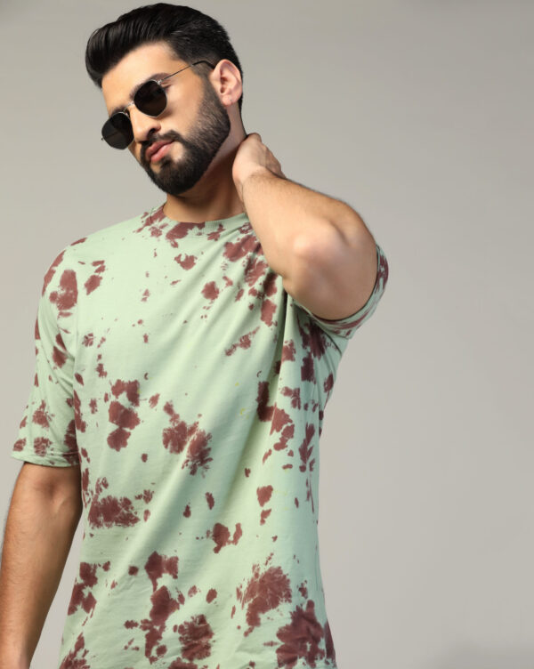 Sage Green Brown Oversize Scrunch T- Shirt for Men By Dei Lusso - Image 10