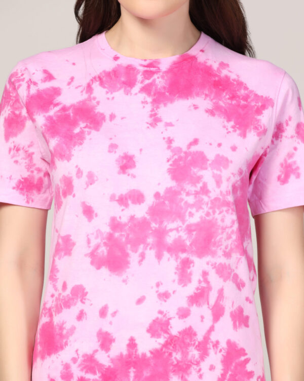White Pink Scrunch T- Shirt for Women By Dei Lusso - Image 4