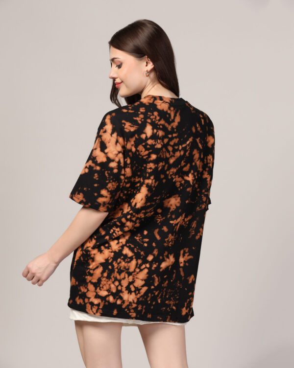 Black Beige Off Shoulder Scrunch T- Shirt for Women By Dei Lusso - Image 3