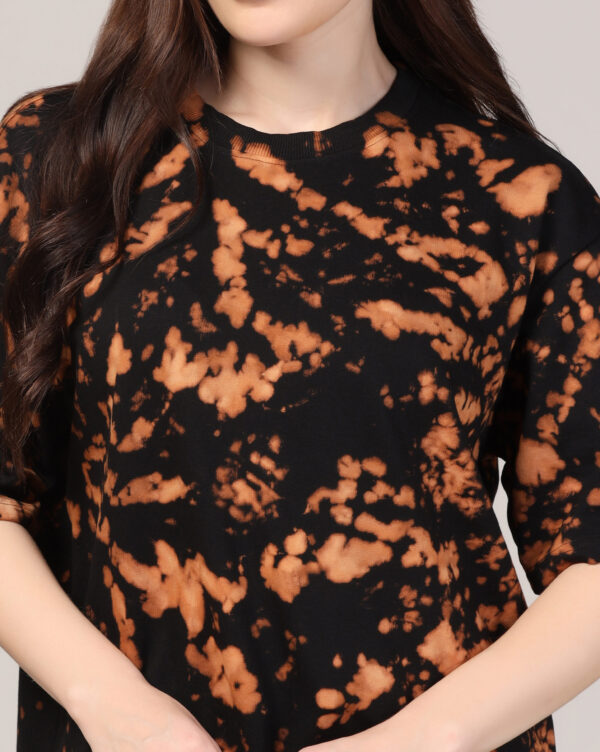 Black Beige Off Shoulder Scrunch T- Shirt for Women By Dei Lusso - Image 5
