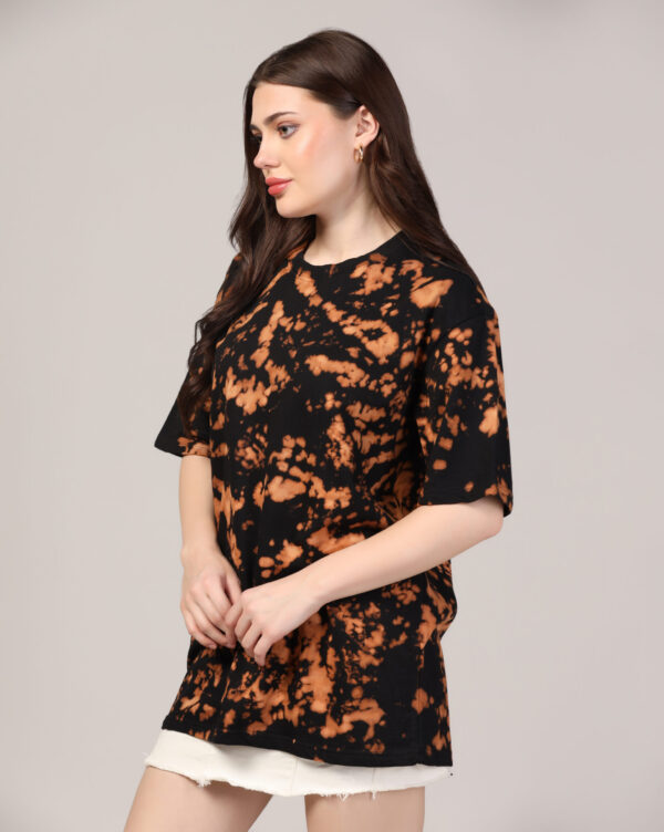 Black Beige Off Shoulder Scrunch T- Shirt for Women By Dei Lusso - Image 2