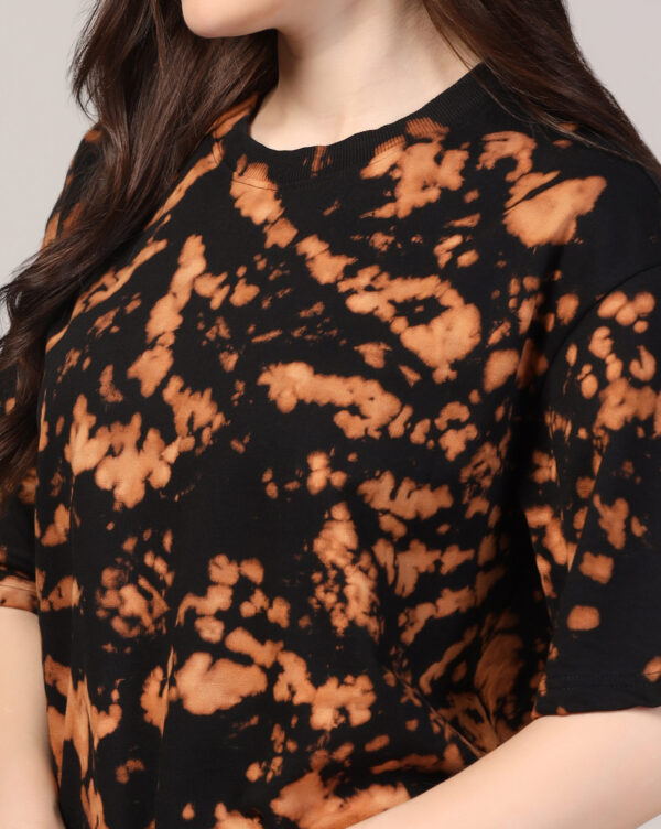 Black Beige Off Shoulder Scrunch T- Shirt for Women By Dei Lusso - Image 4