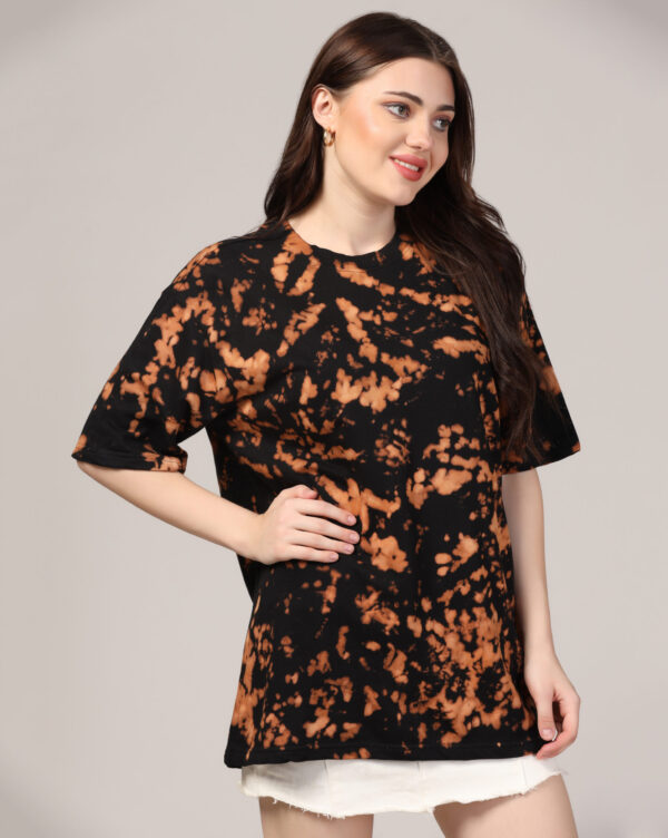 Black Beige Off Shoulder Scrunch T- Shirt for Women By Dei Lusso