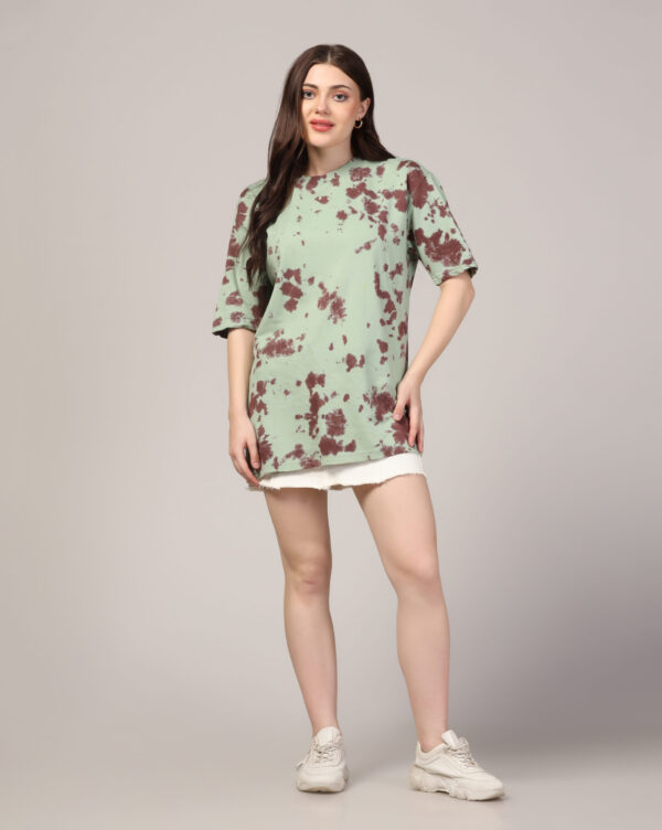 Sage Green Brown Oversize Scrunch T- Shirt for Women By Dei Lusso - Image 6