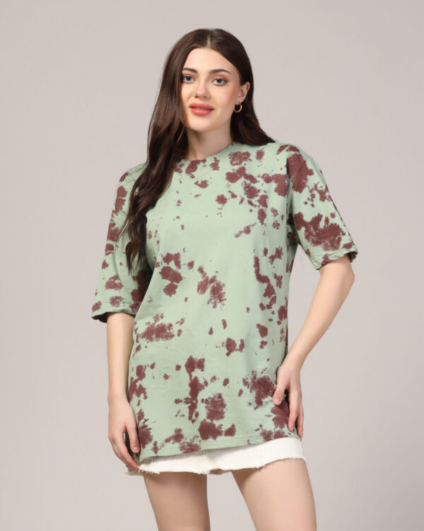 Sage Green Brown Oversize Scrunch T- Shirt for Women By Dei Lusso