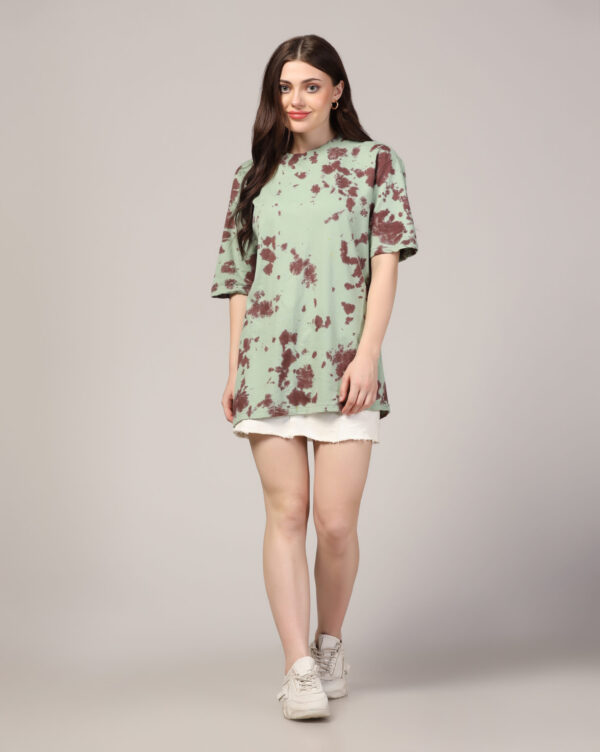 Sage Green Brown Oversize Scrunch T- Shirt for Women By Dei Lusso - Image 7