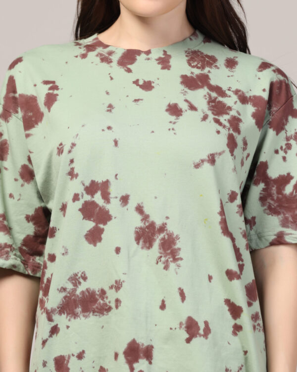 Sage Green Brown Oversize Scrunch T- Shirt for Women By Dei Lusso - Image 9