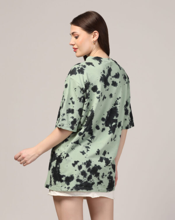 Sage Green Black Oversize Scrunch T- Shirt for Women By Dei Lusso - Image 4