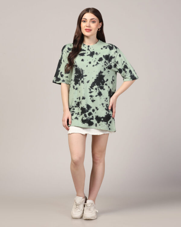 Sage Green Black Oversize Scrunch T- Shirt for Women By Dei Lusso - Image 7