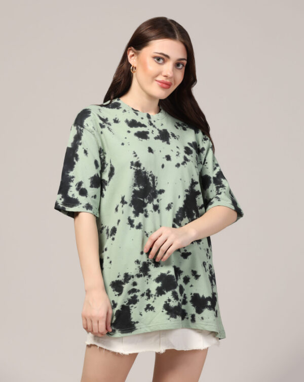 Sage Green Black Oversize Scrunch T- Shirt for Women By Dei Lusso