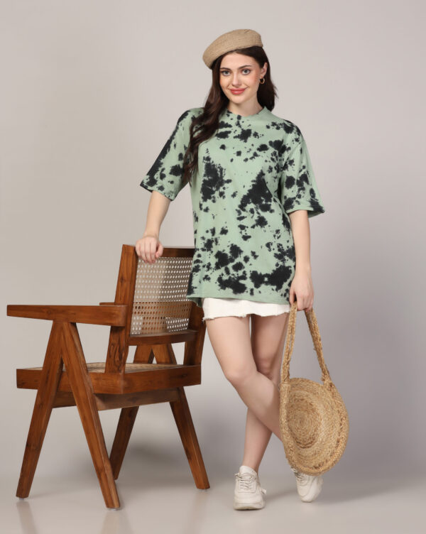 Sage Green Black Oversize Scrunch T- Shirt for Women By Dei Lusso - Image 8