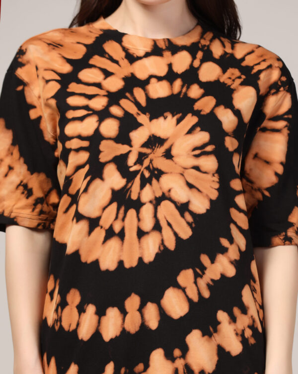 Black Beige Off Shoulder Spiral Pattern T- Shirt for Women By Dei Lusso - Image 10