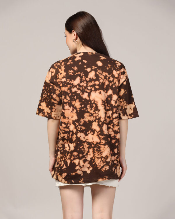 Brown Abstract Off Shoulder Scrunch T- Shirt for Women By Dei Lusso - Image 2