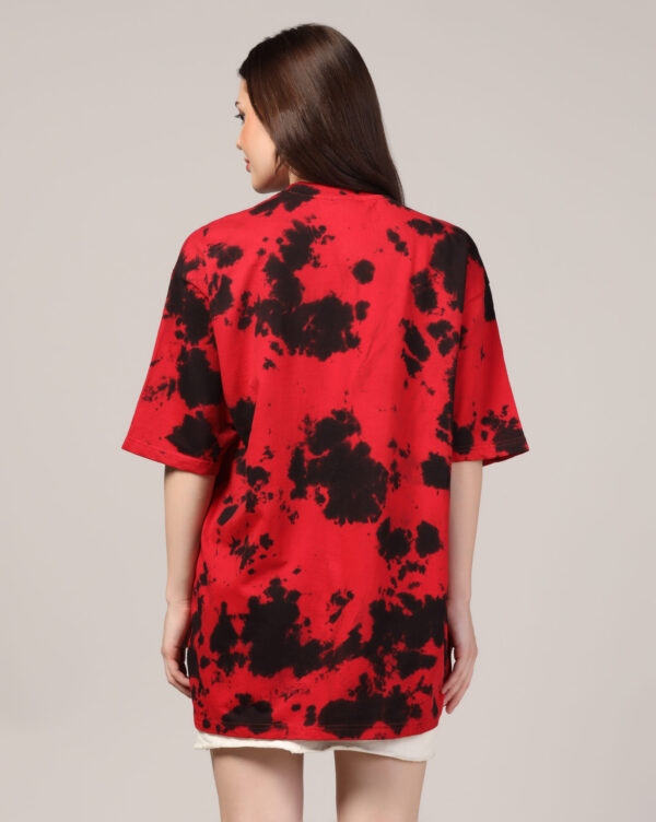 Red Black Off Shoulder Scrunch T- Shirt for Women By Dei Lusso - Image 4