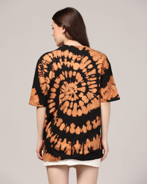 Black Beige Off Shoulder Spiral Pattern T- Shirt for Women By Dei Lusso - Image 5